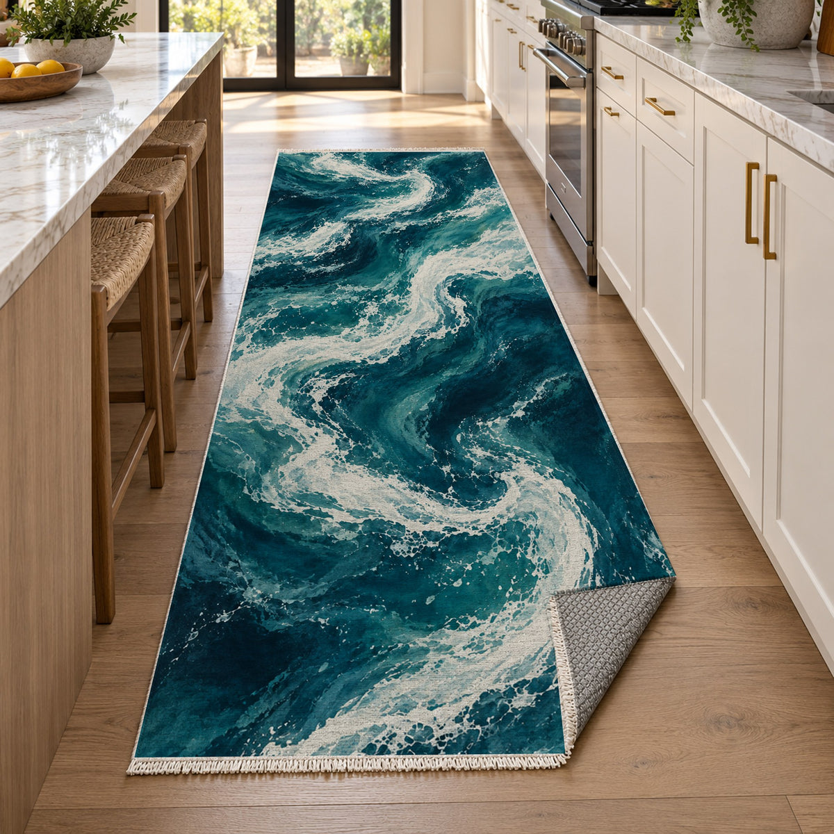 Foam Trails Abstract Washable Rug — new york kitchen runner
