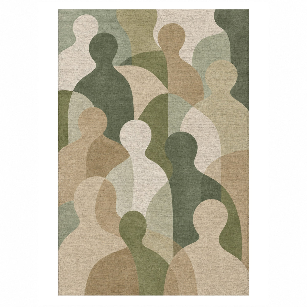 Gathering Shapes Sage Abstract Washable Rug — top view