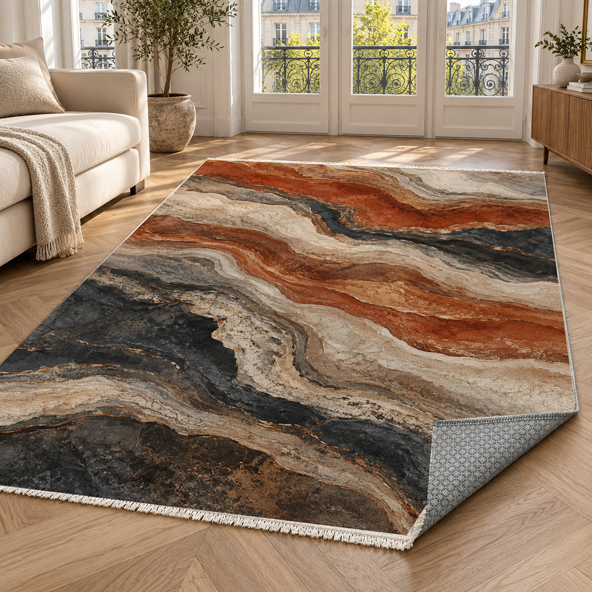 Geological Layers II Abstract Washable Rug — paris living