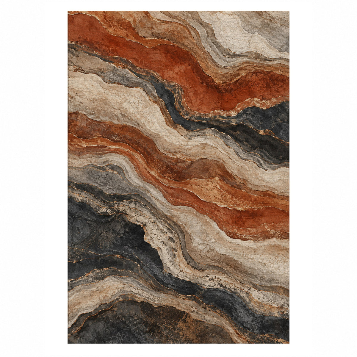 Geological Layers II Abstract Washable Rug — top view