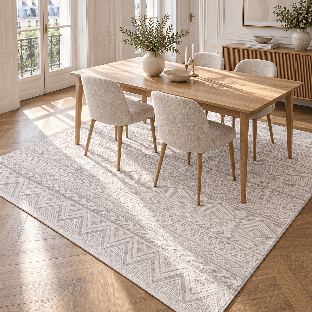 Germanica Vavien 1370 — vavien 1370 ivory grey geometric dining room rug 18