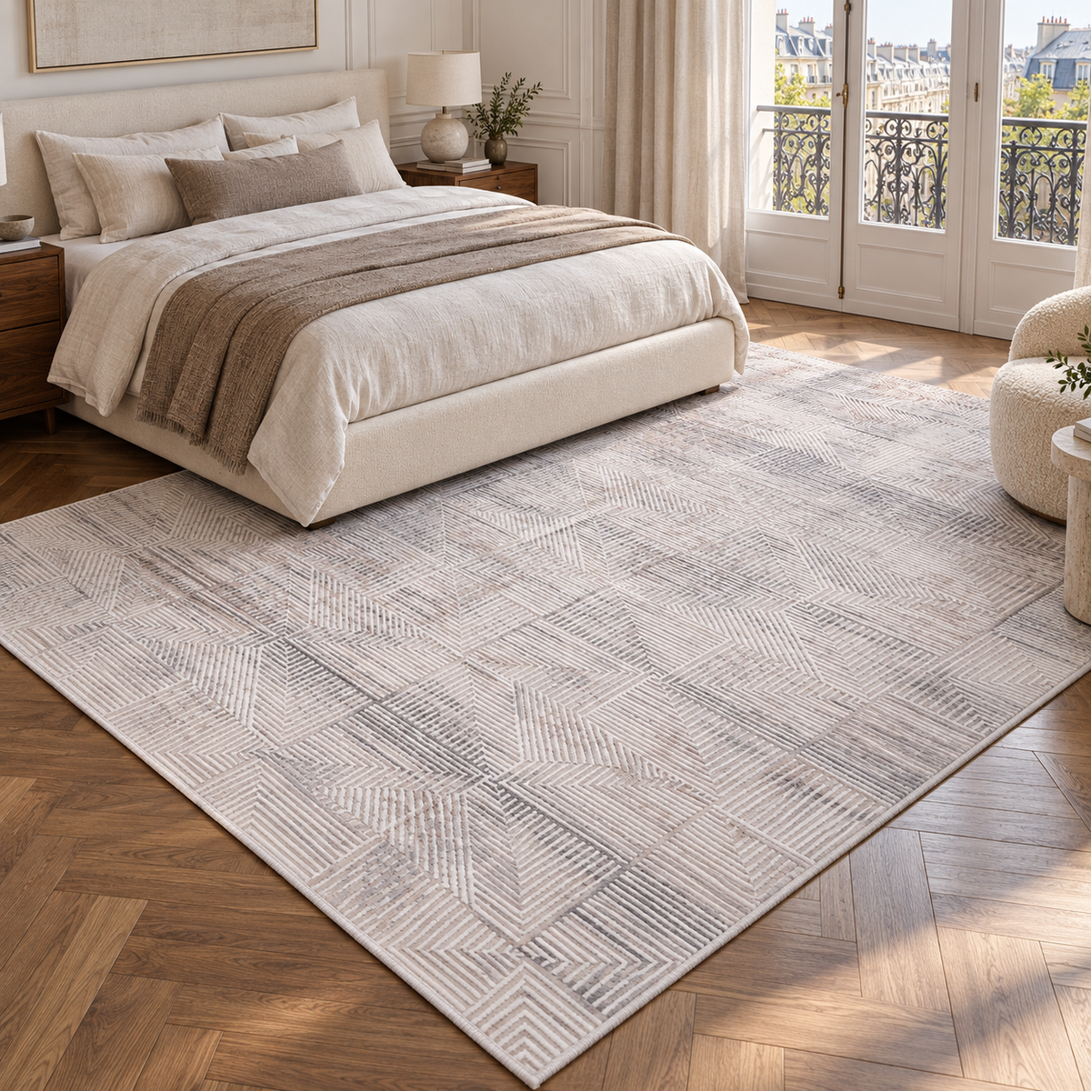 Germanica Vavien 1378 — vavien 1378 cream grey modern abstract bedroom rug 17