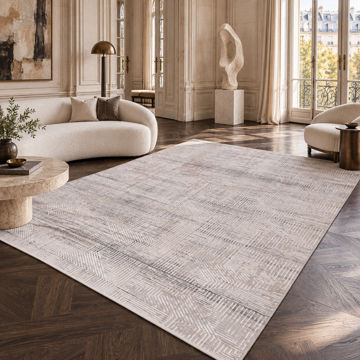 Germanica Vavien 1378 — vavien 1378 cream grey modern abstract large area rug living room 11