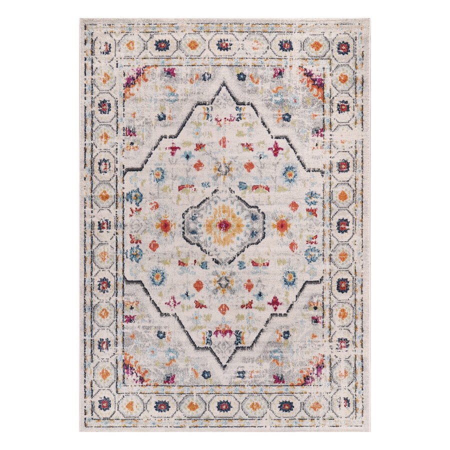 Emblema Ivory Multicolour Medallion Vintage Rug