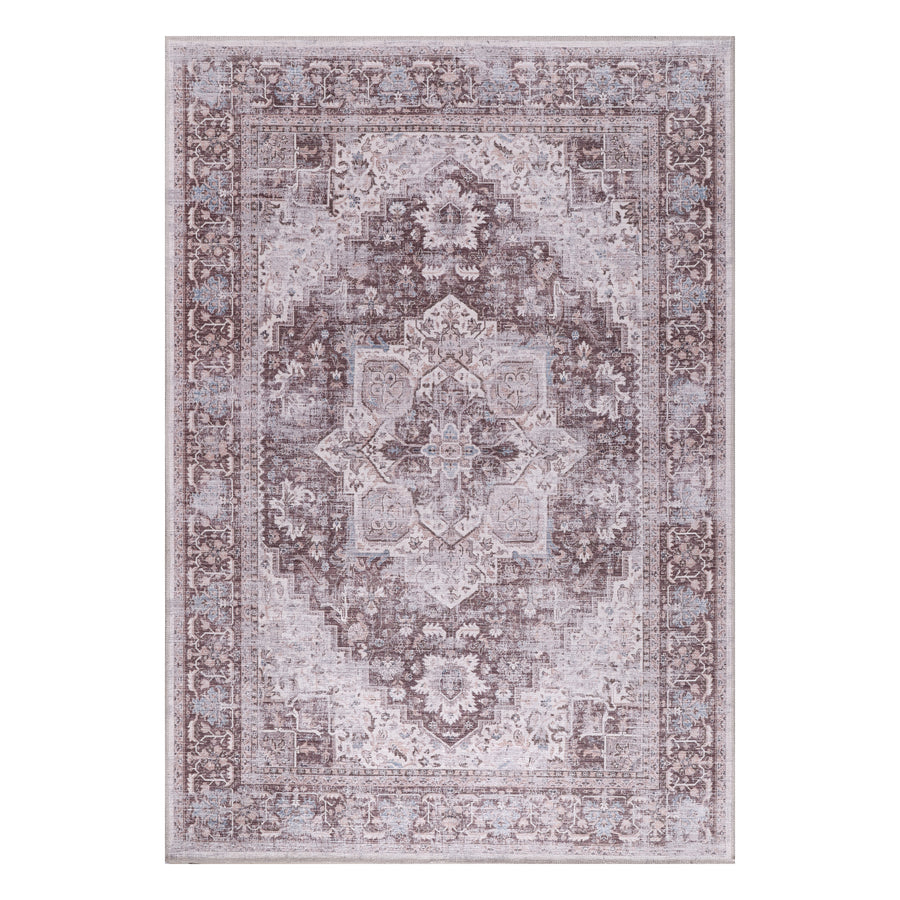 Rosea Rose Grey Medallion Washable Rug