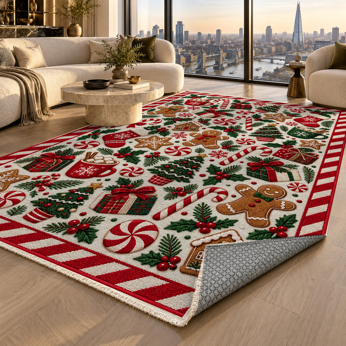 Gingerbread Ivory Washable Rug — london luxury living