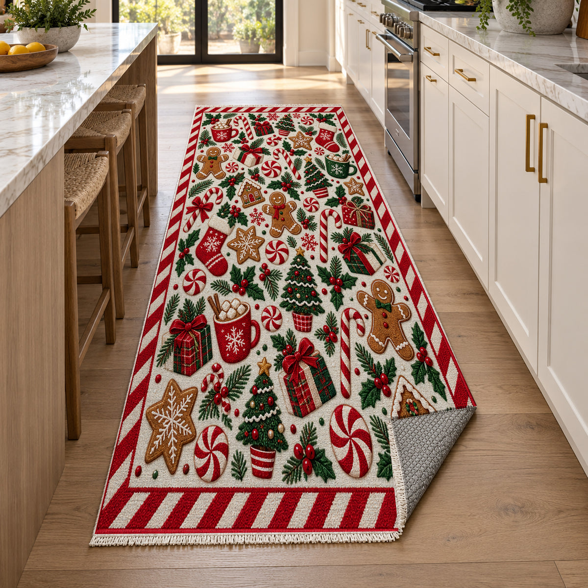 Gingerbread Ivory Washable Rug — new york kitchen runner