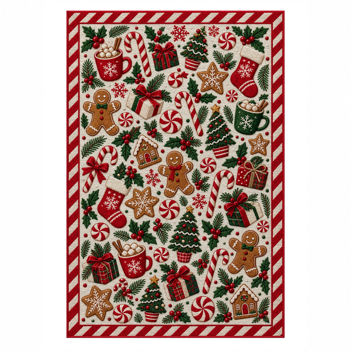 Gingerbread Ivory Washable Rug — top view