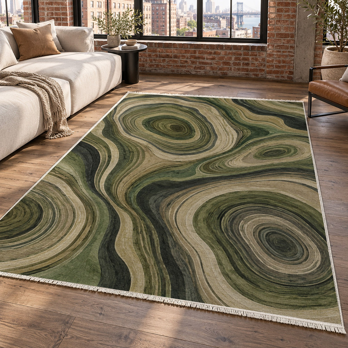 Growth Rings Floral Washable Rug — new york living