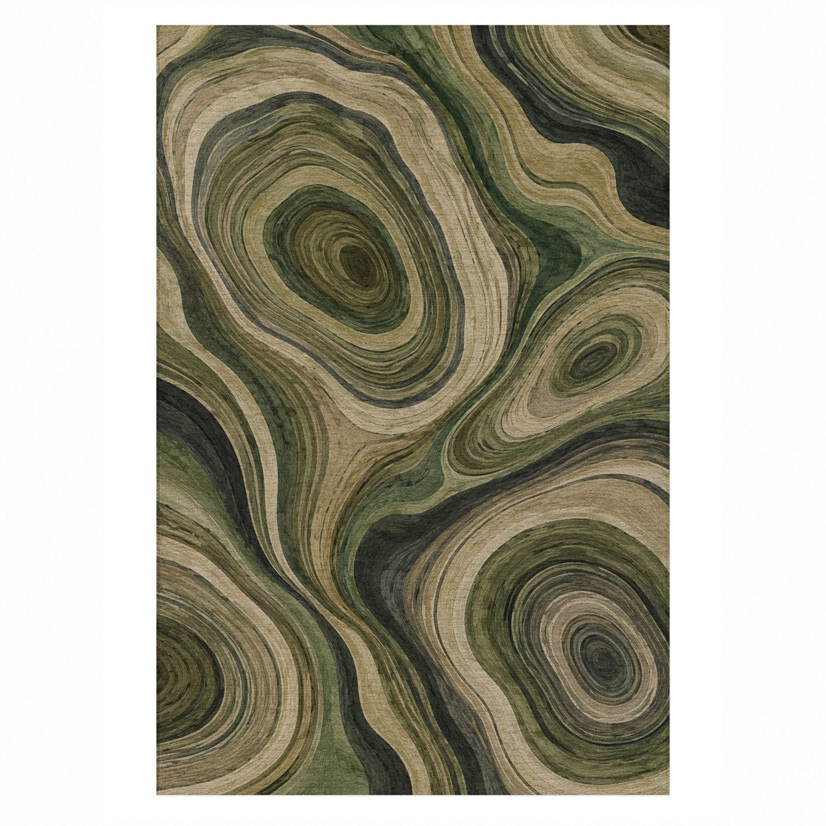 Growth Rings Floral Washable Rug — top view