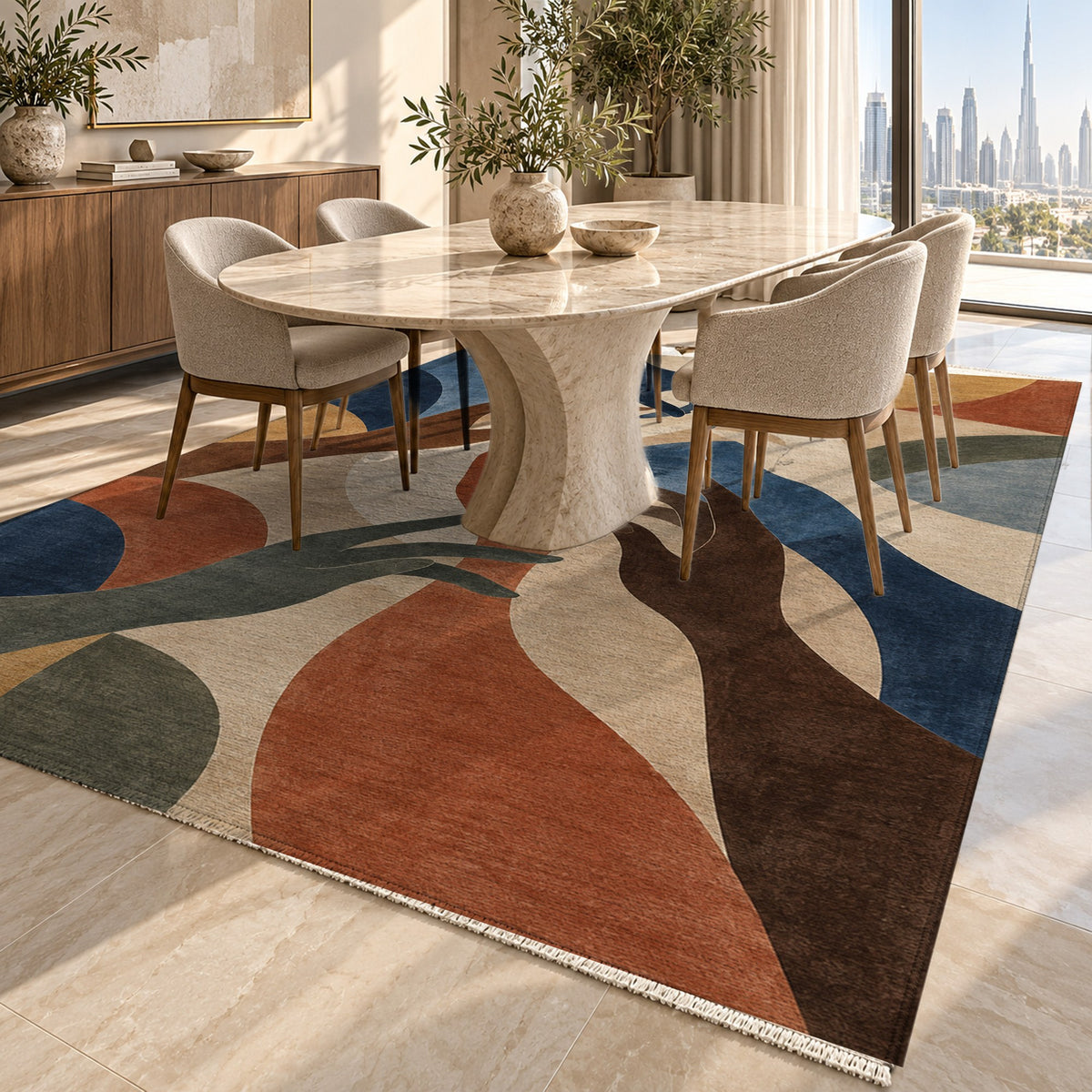 Hands In Harmony Abstract Washable Rug — dubai dining
