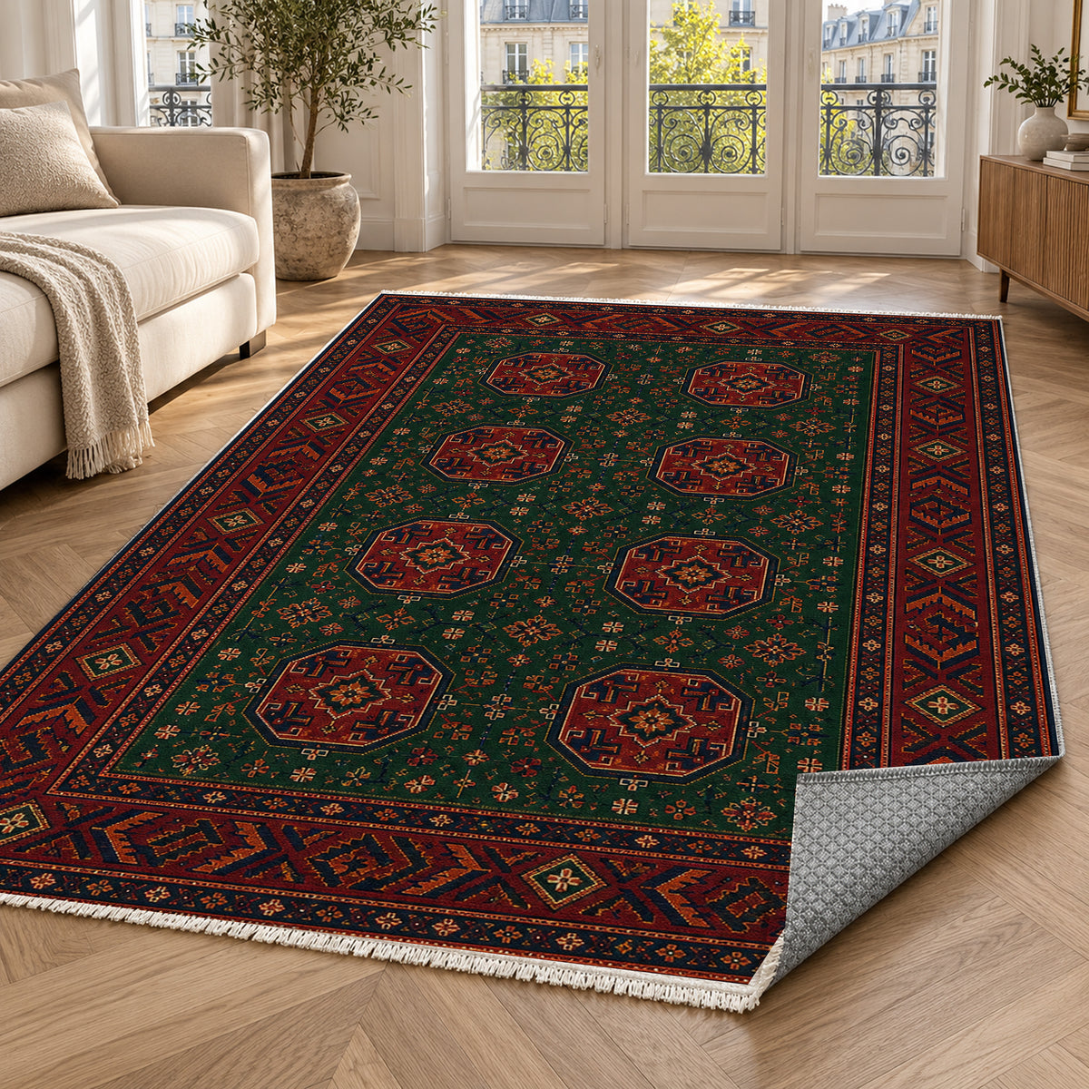 Herat Emerald Ethnic Washable Rug — paris living