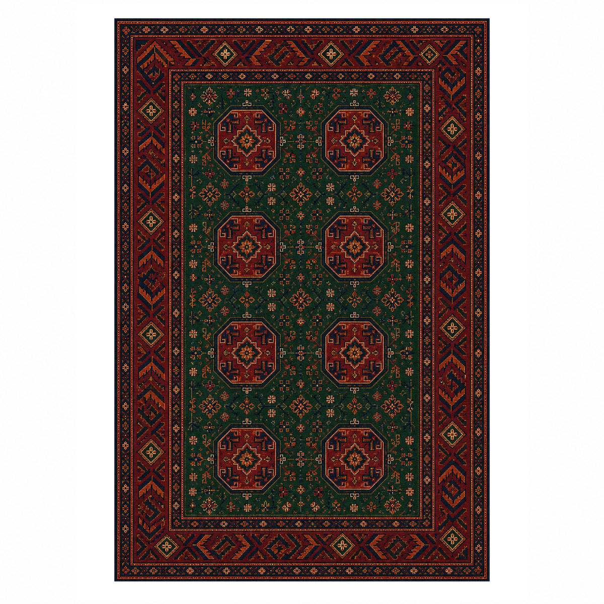 Herat Emerald Ethnic Washable Rug — top view
