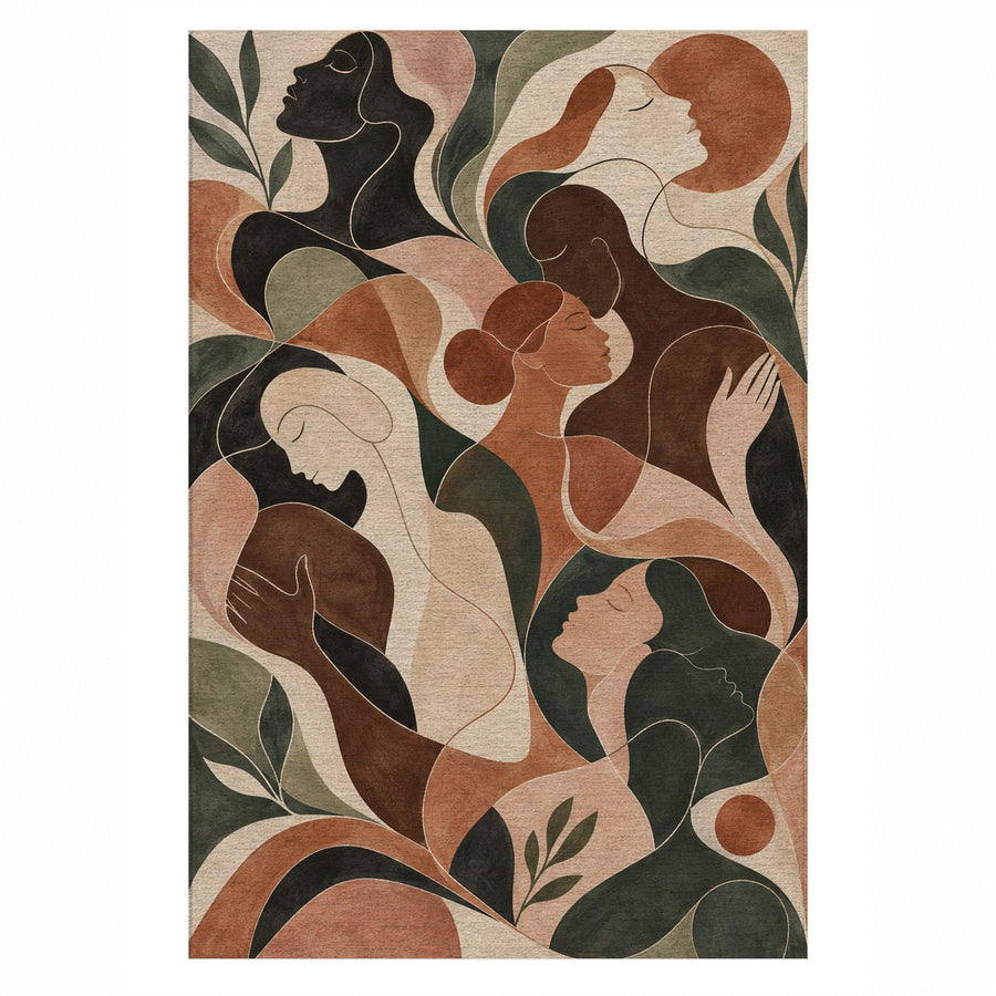 Human Connections II Abstract Washable Rug