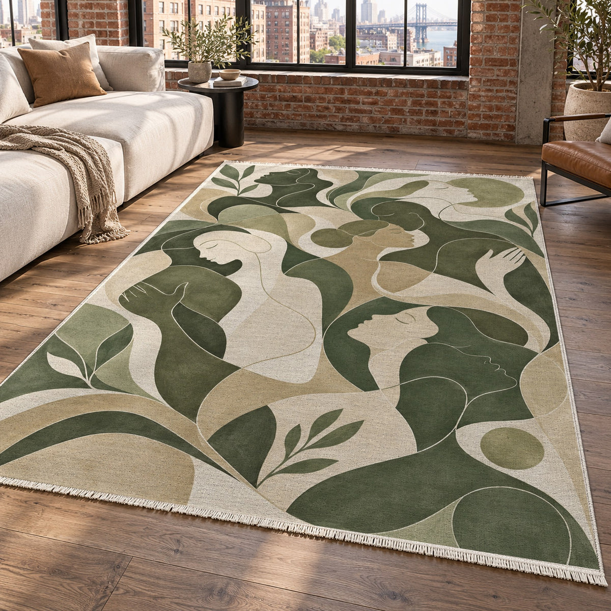 Human Connections Sage Abstract Washable Rug — new york living