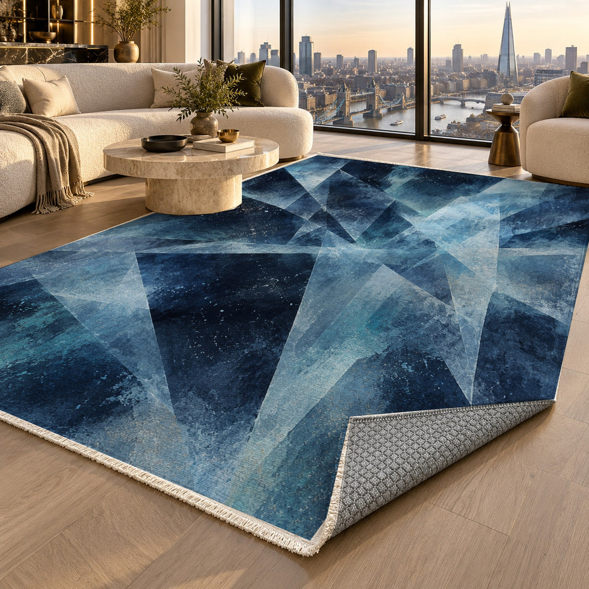 Ice Crystals Abstract Washable Rug — london luxury living