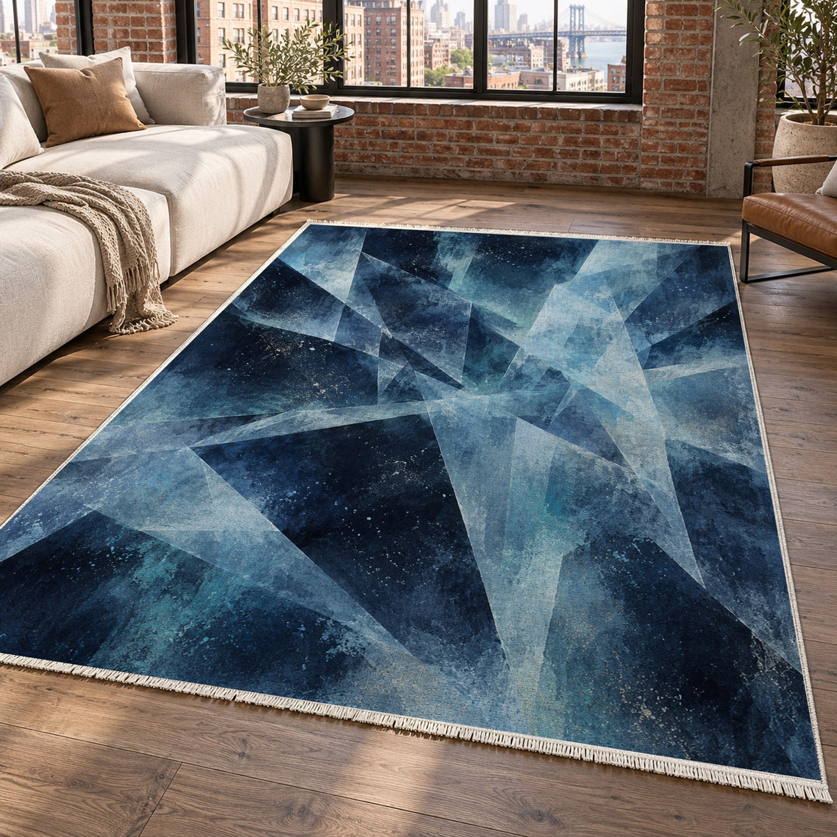 Ice Crystals Abstract Washable Rug — new york living