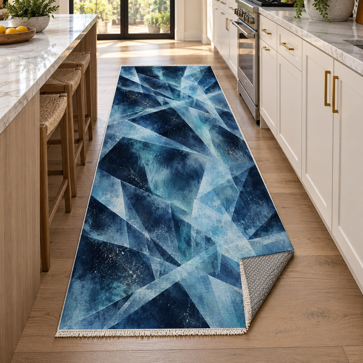 Ice Crystals Abstract Washable Rug — new york kitchen runner