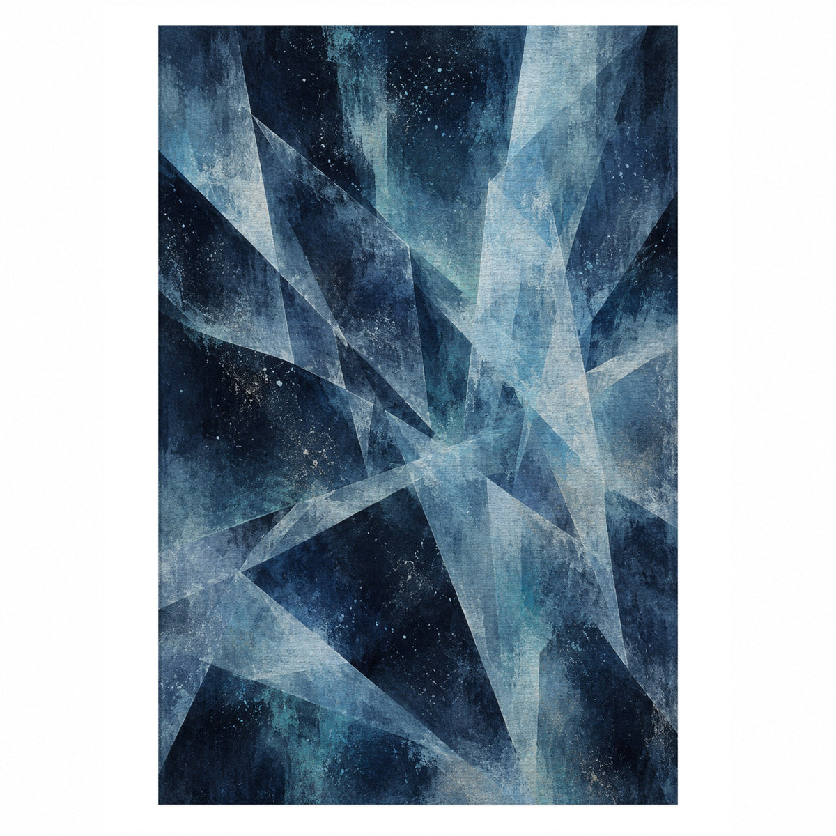 Ice Crystals Abstract Washable Rug — top view