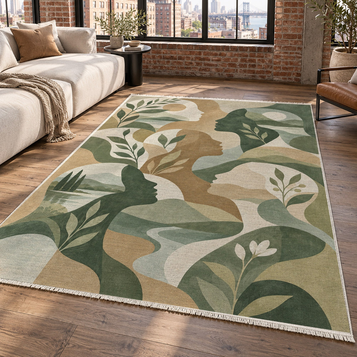 Inner Landscapes Sage Abstract Washable Rug — new york living