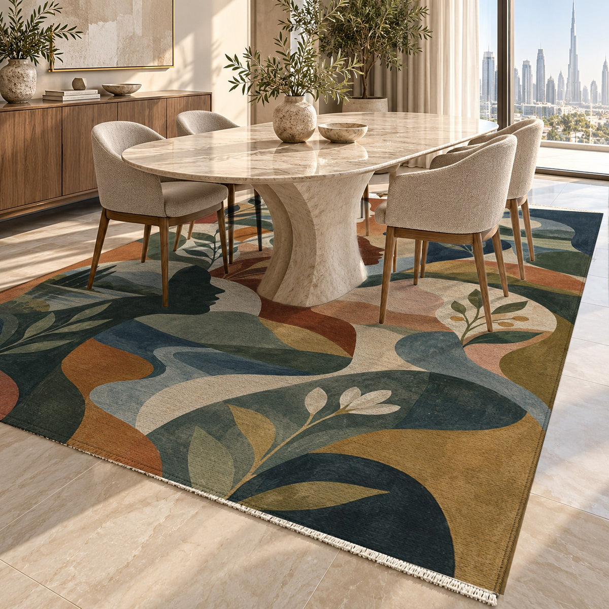 Inner Landscapes Abstract Washable Rug — dubai dining