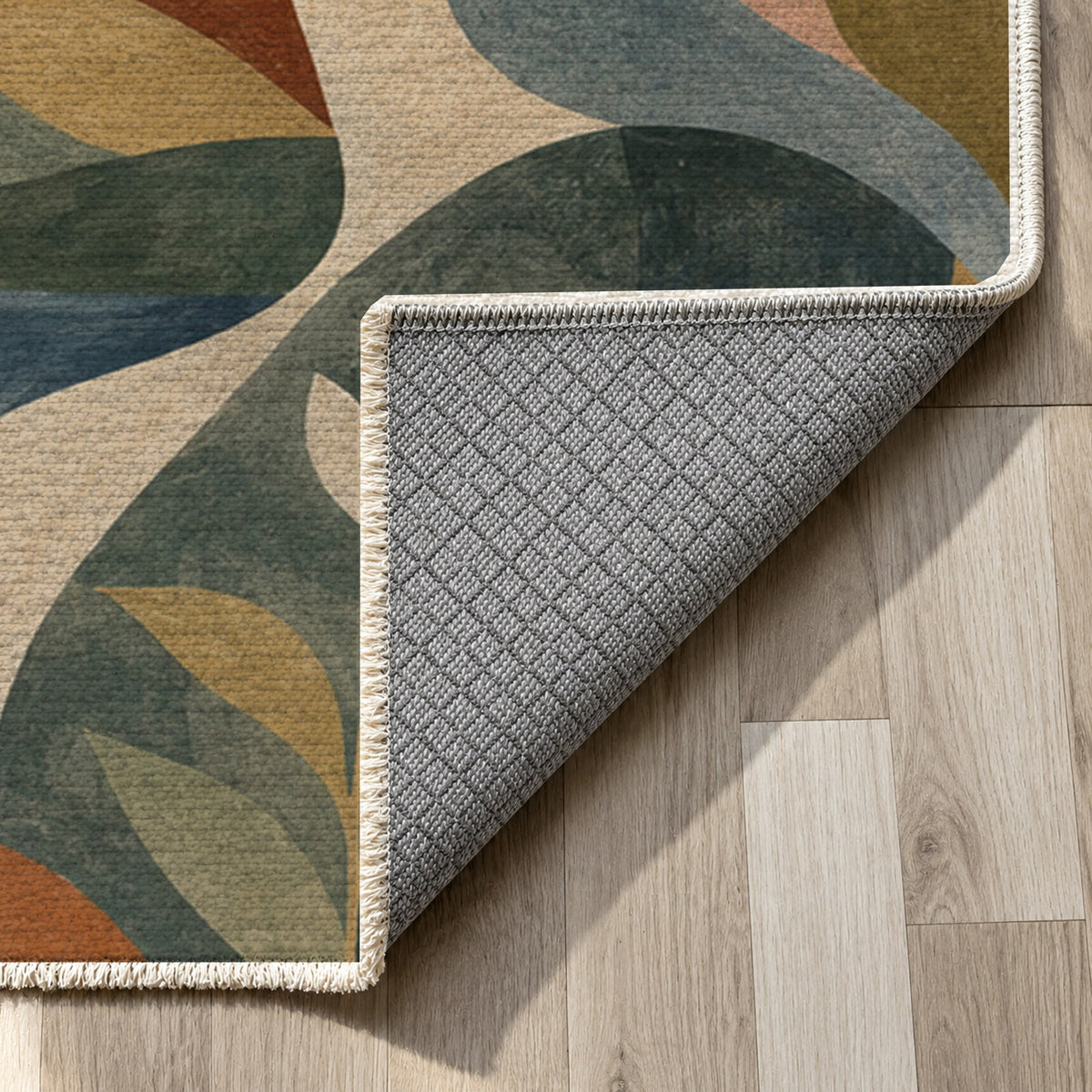 Inner Landscapes Abstract Washable Rug — backing close up