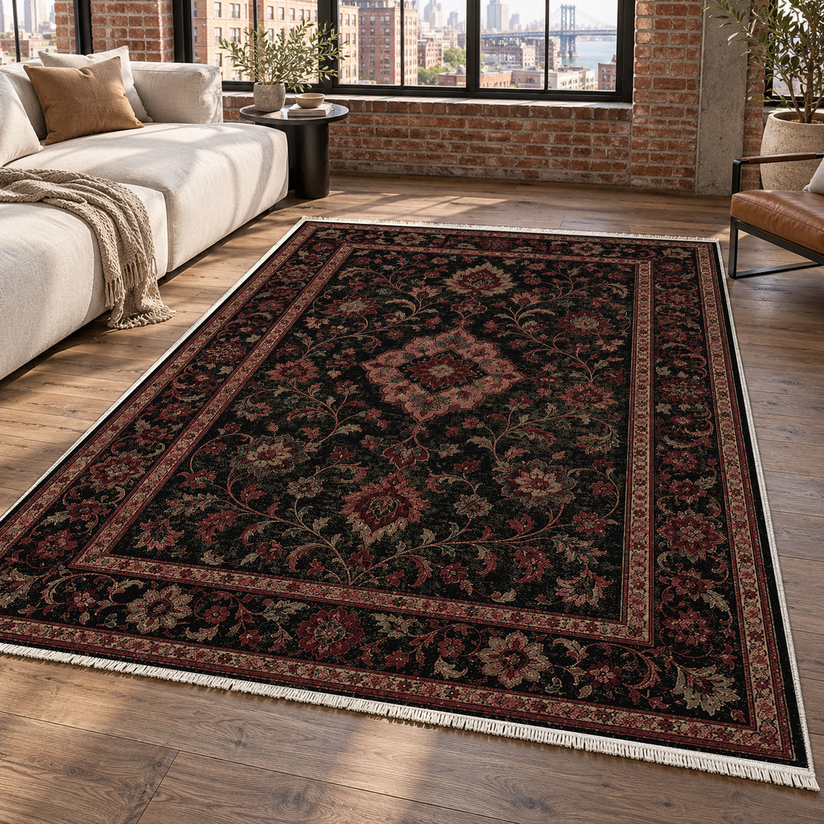 Kashan Charcoal Classic Washable Rug — new york living