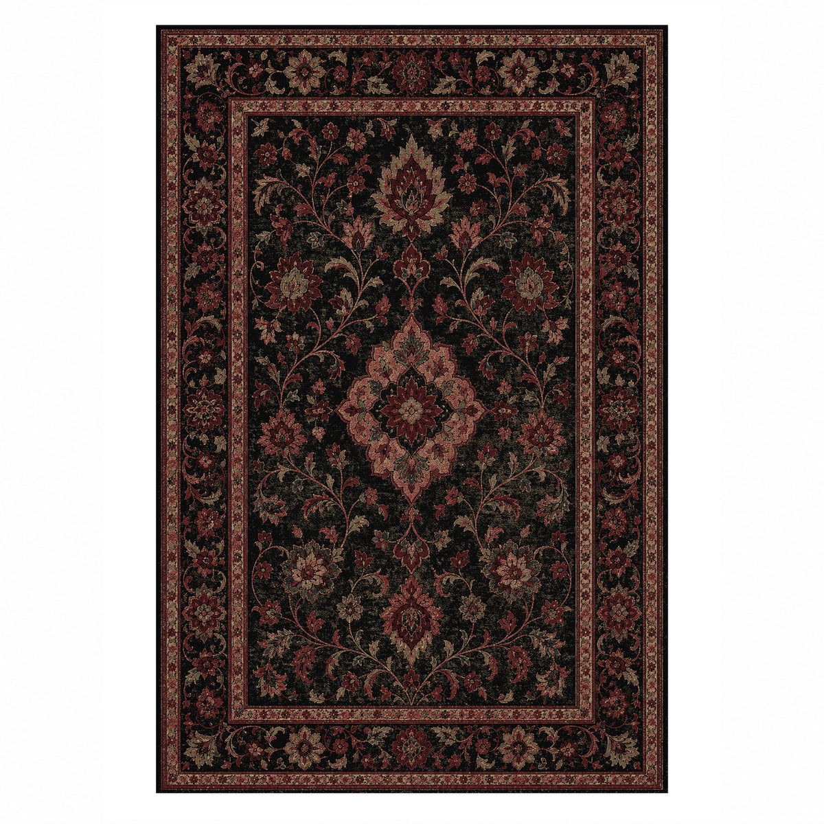 Kashan Charcoal Classic Washable Rug — top view