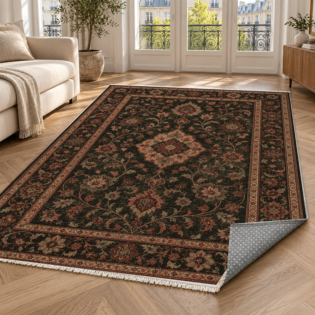 Kashan Terracotta Classic Washable Rug — paris living