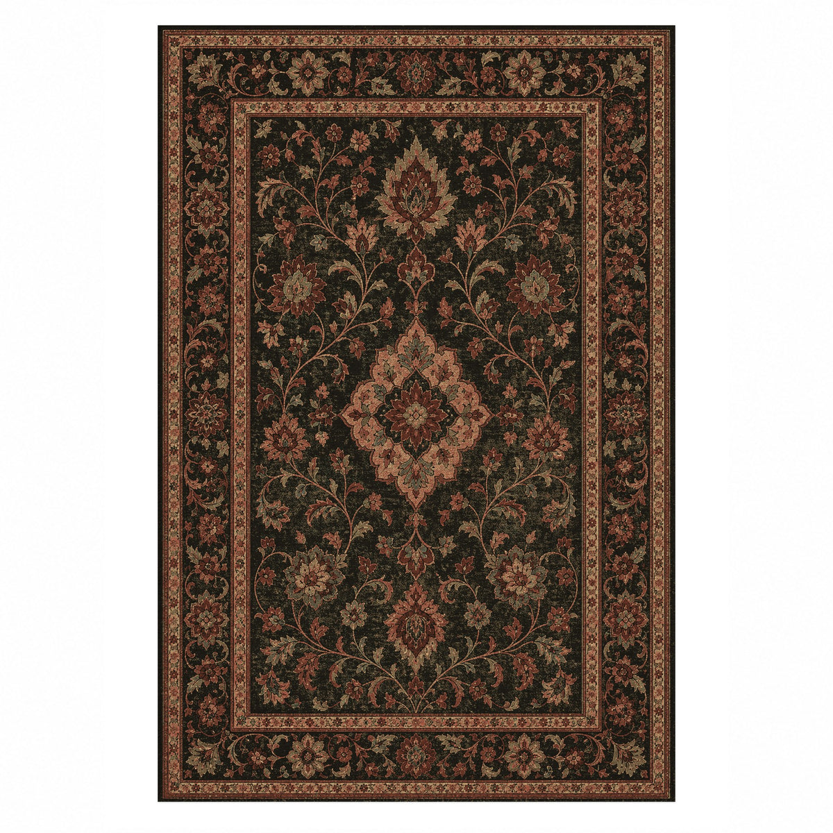 Kashan Terracotta Classic Washable Rug — top view