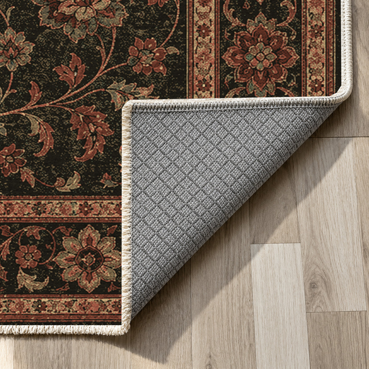 Kashan Terracotta Classic Washable Rug — backing close up