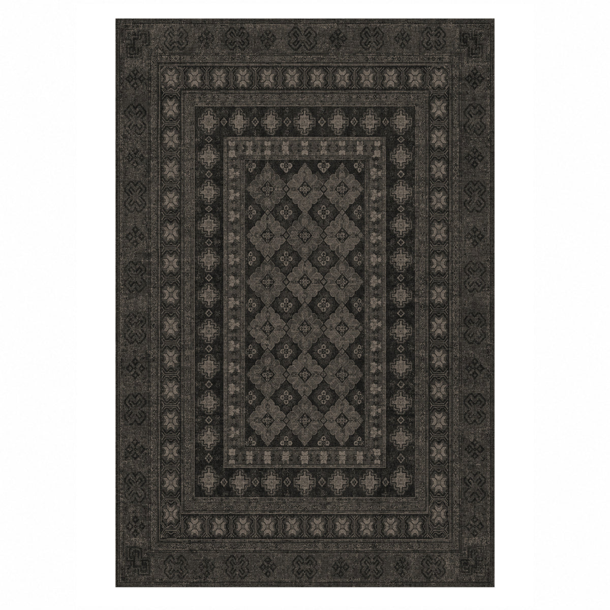 Kayseri Charcoal Classic Washable Rug — top view