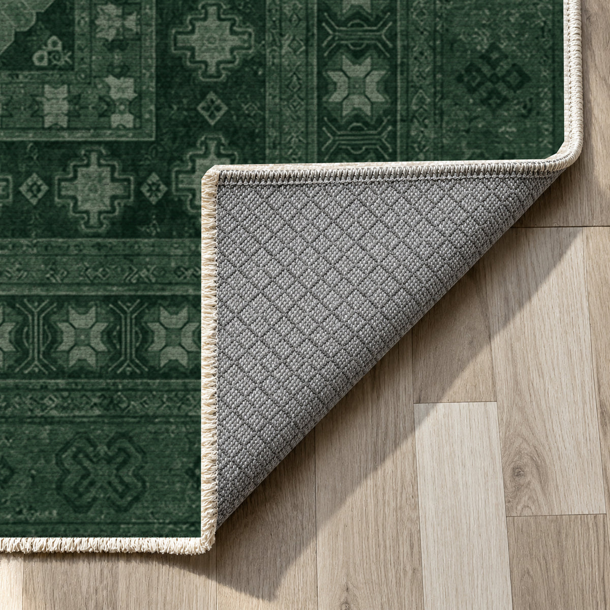 Kayseri Forest Classic Washable Rug — backing close up