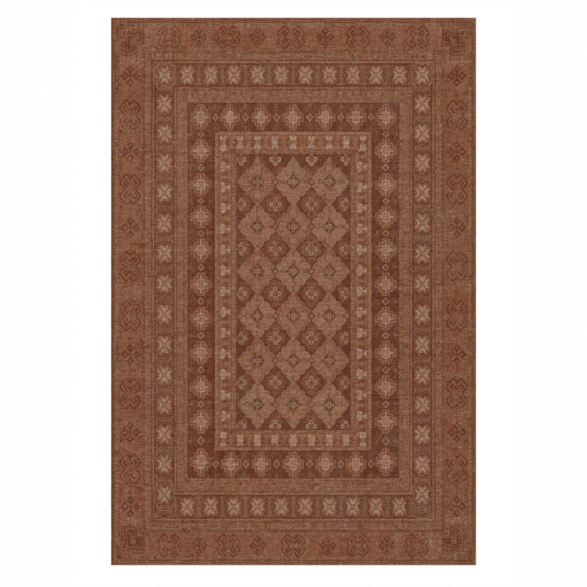 Kayseri Terracotta Classic Washable Rug — top view