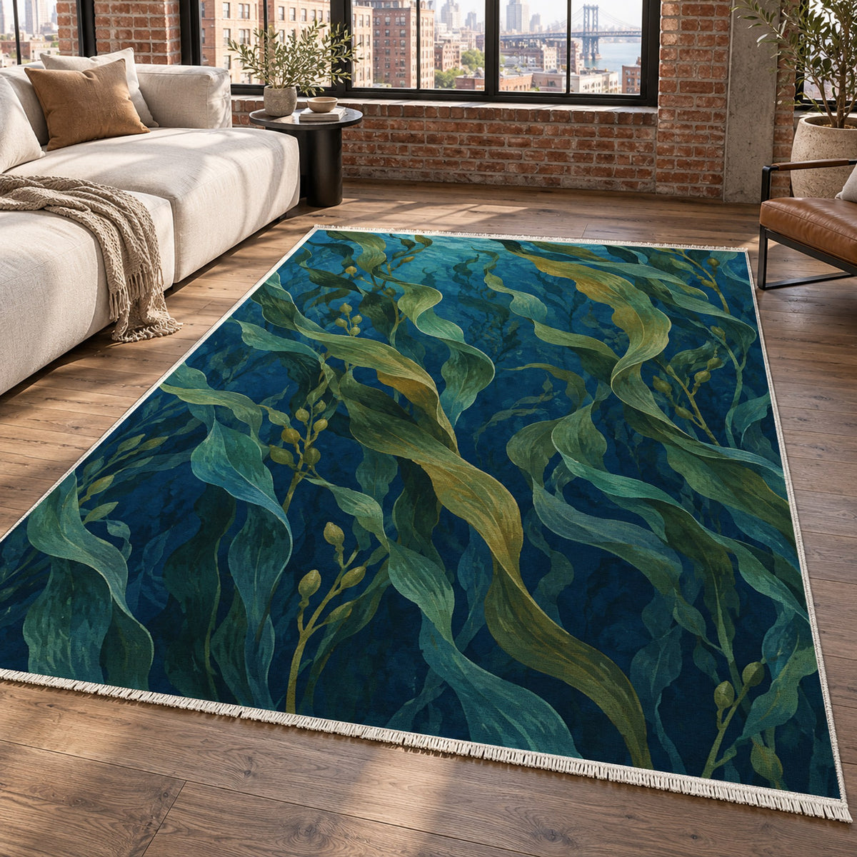 Kelp Forest Abstract Washable Rug — new york living