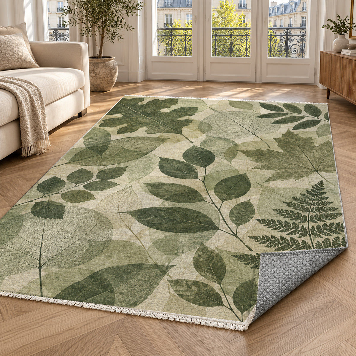 Leaf Impressions Floral Washable Rug — paris living