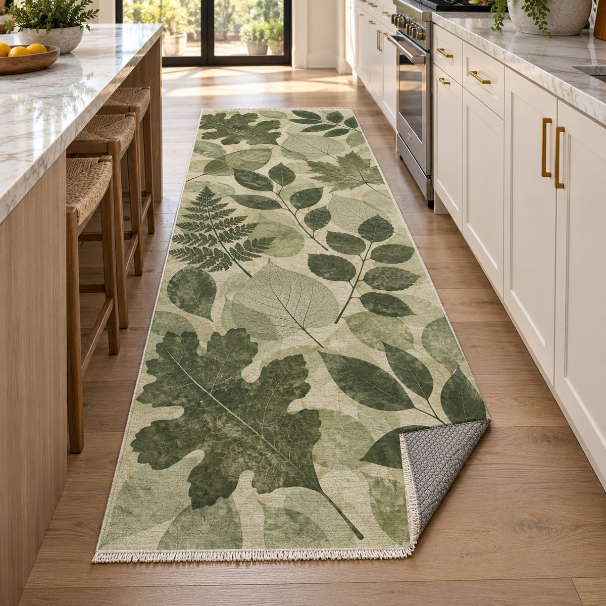 Leaf Impressions Floral Washable Rug — new york kitchen runner