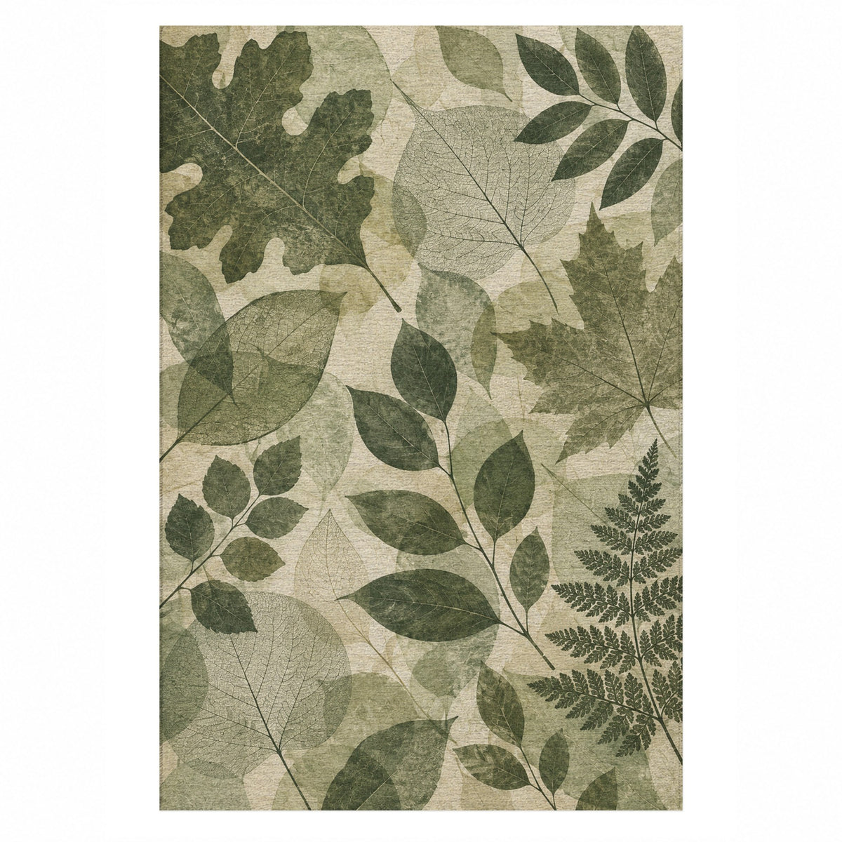 Leaf Impressions Floral Washable Rug — top view