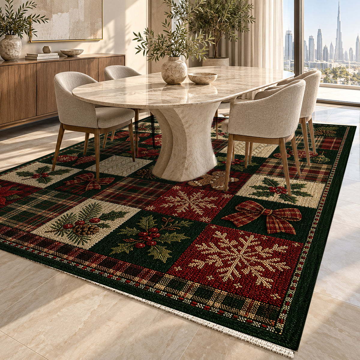 Lodge Evergreen Washable Rug — dubai dining