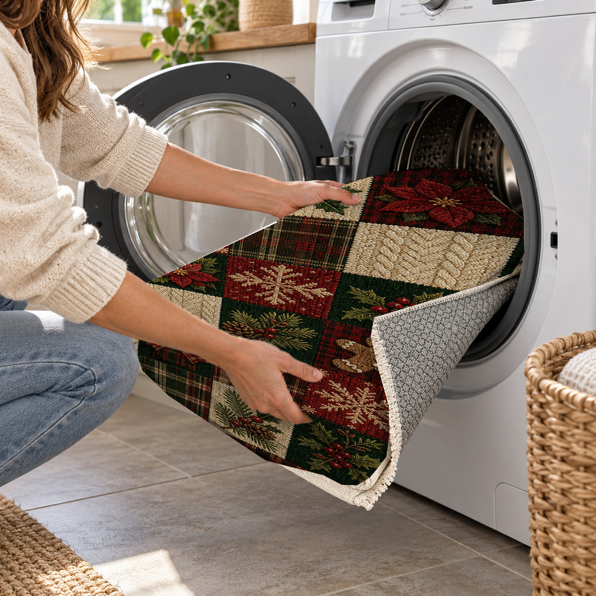 Lodge Evergreen Washable Rug — washing machine