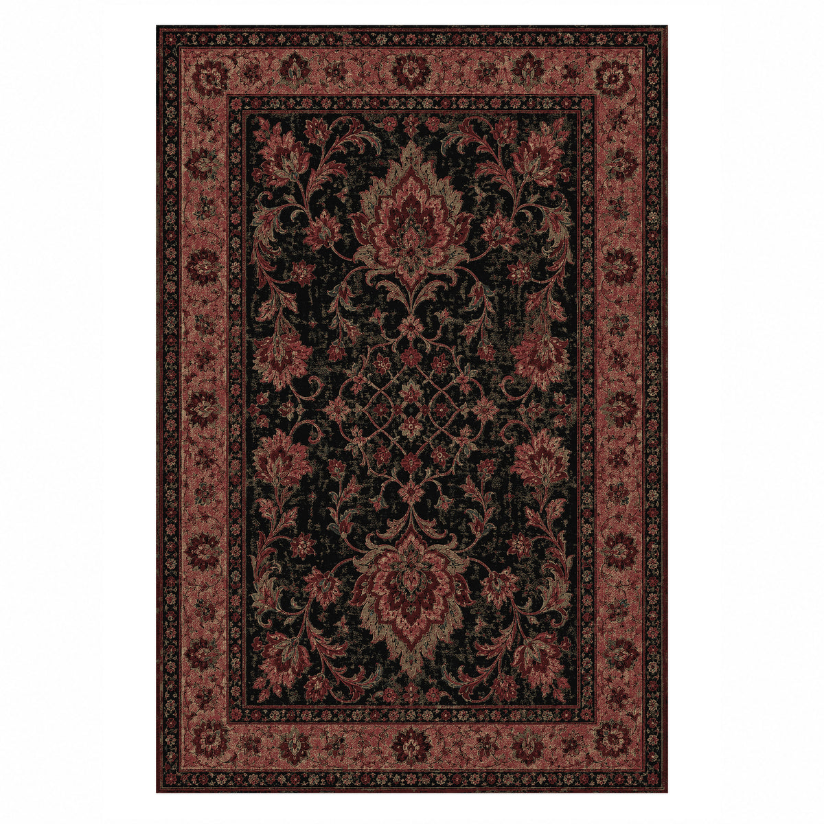 Mashhad Charcoal Classic Washable Rug — top view