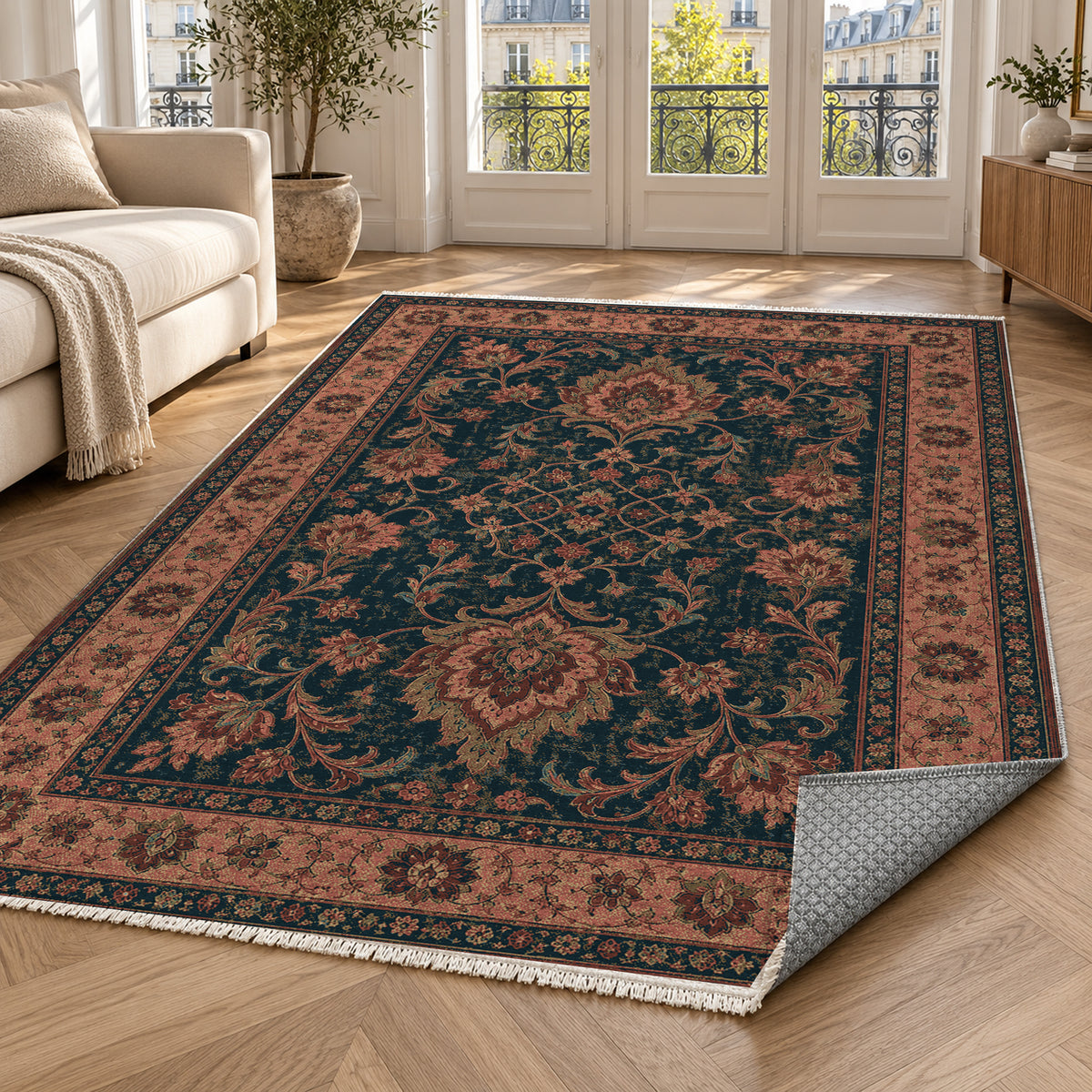 Mashhad Coral Classic Washable Rug — paris living