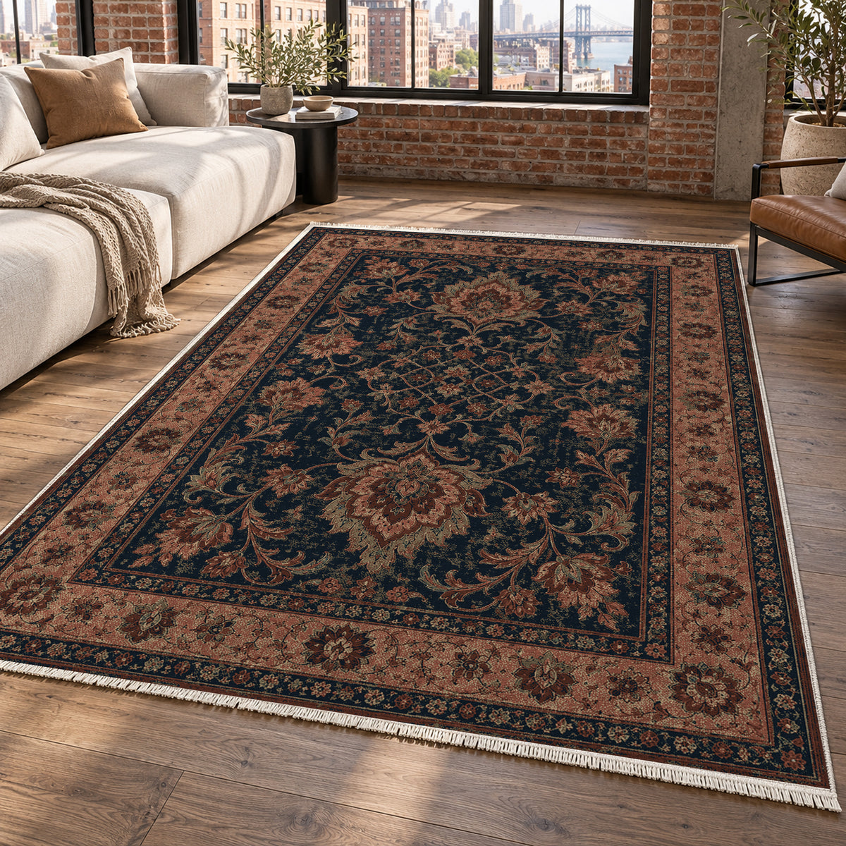 Mashhad Indigo Classic Washable Rug — new york living