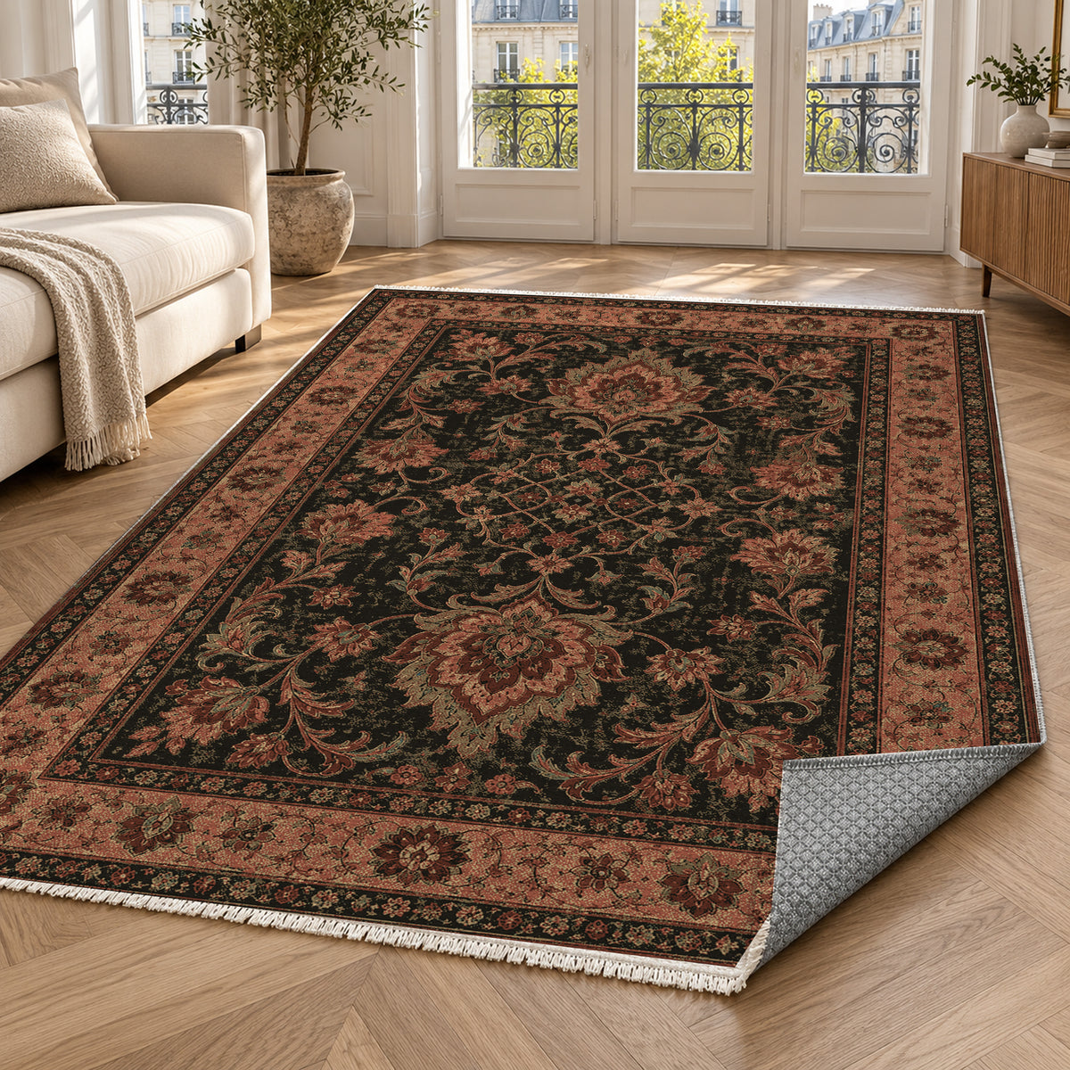 Mashhad Terracotta Classic Washable Rug — paris living