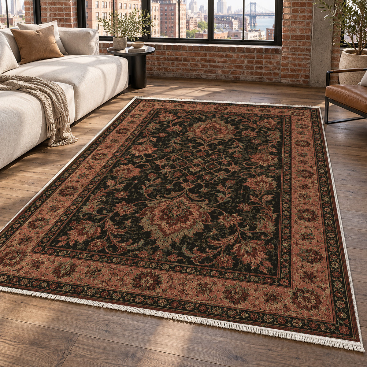 Mashhad Terracotta Classic Washable Rug — new york living