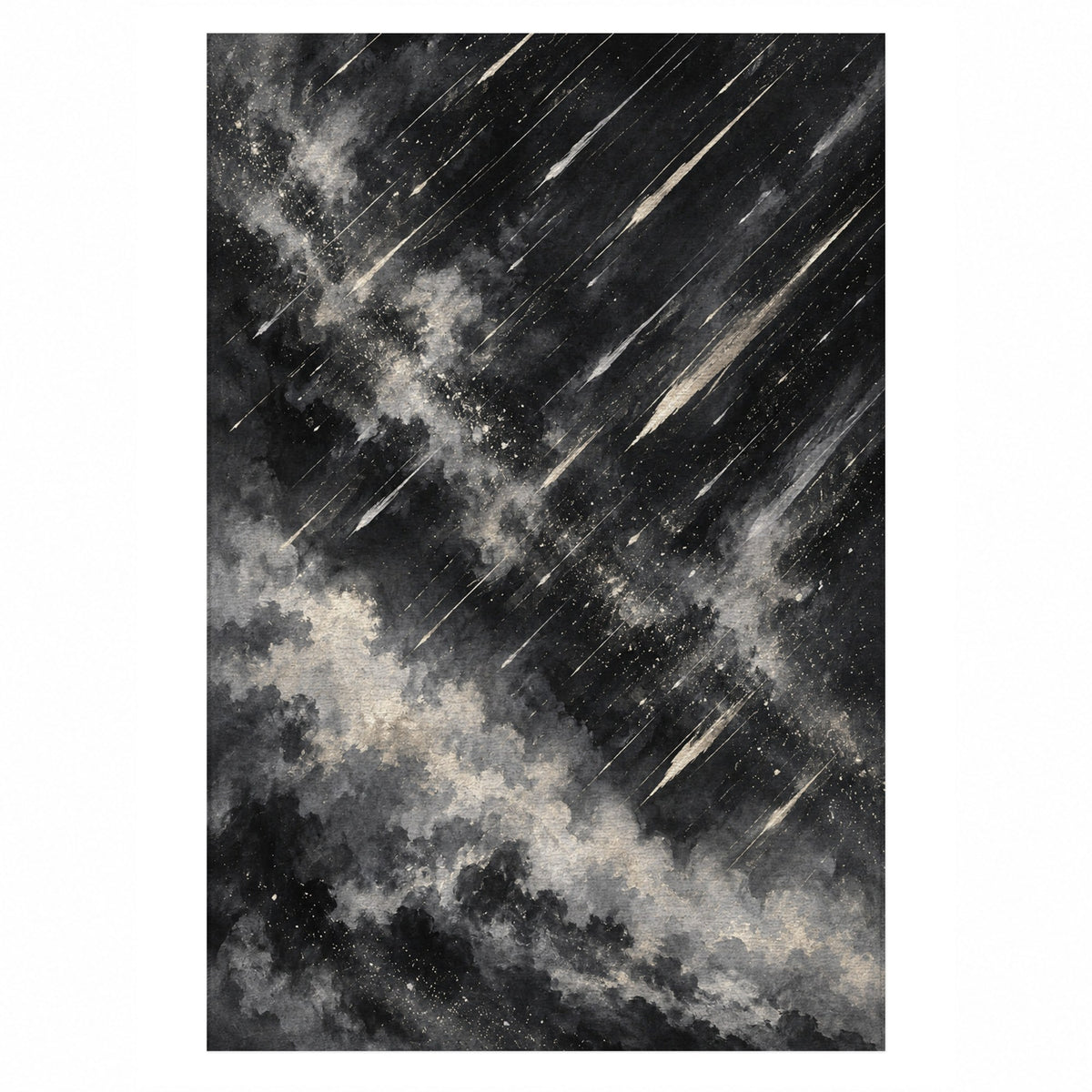 Meteor Trails Charcoal Abstract Washable Rug — top view
