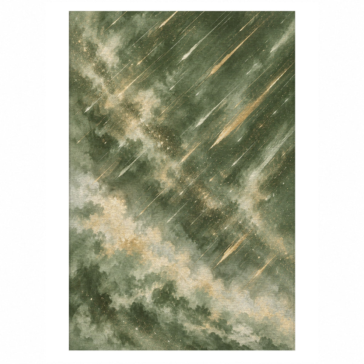 Meteor Trails Sage Abstract Washable Rug — top view