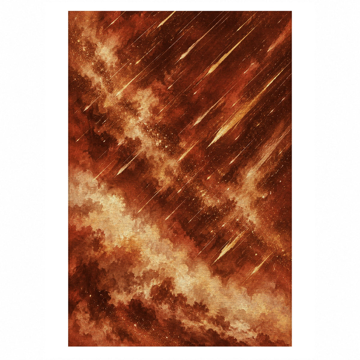 Meteor Trails Terracotta Abstract Washable Rug — top view