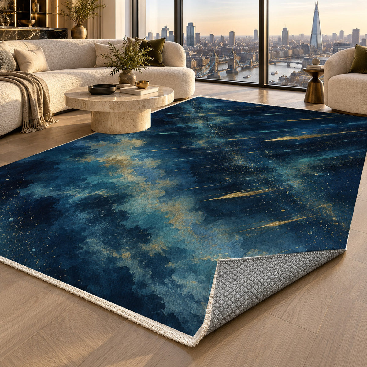 Meteor Trails Abstract Washable Rug — london luxury living