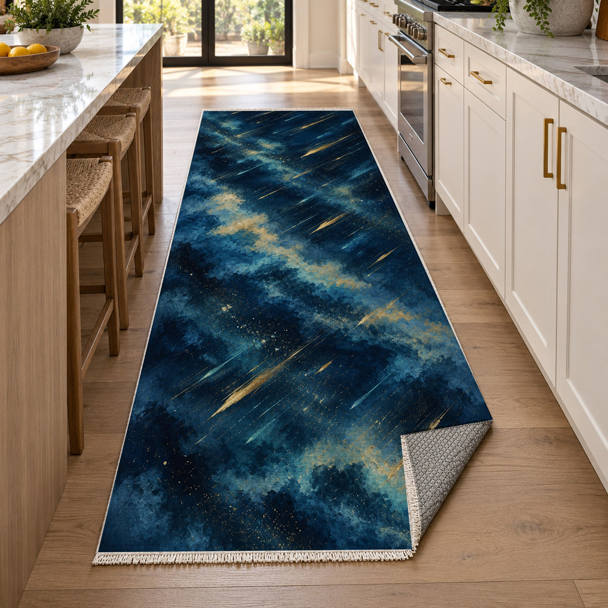 Meteor Trails Abstract Washable Rug — new york kitchen runner